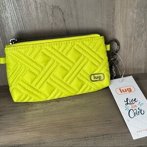 New! Lug Bright Lemon Lime Quilted Keychain metro xl zipper Pouch new with tags